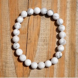 Pulsera Howlita perlas redondas 8mm