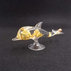 Hojas de Oro en delfín de cristal