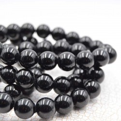 Turmalina negra pulsera perlas redondas 10mm