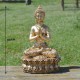Bouddha de la prière méditative en résine couleur or