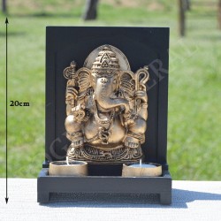 Tableau Ganesh et porte bougie résine couleur or