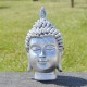 Tête de Bouddha en résine, couleur argent