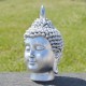 Tête de Bouddha en résine, couleur argent