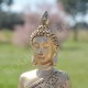 Bouddha de la méditation en résine, couleur or et portes bougies