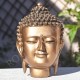 Tête de Bouddha en résine, couleur or