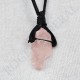 Pendentif Quartz Rose brut + cordon