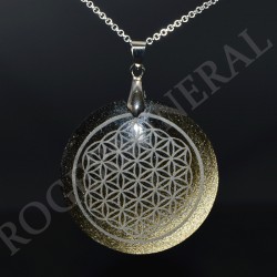 Obsidienne dorée pendentif Fleur de Vie.