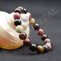 Pulsera Turmalina multicolor perlas de 10mm