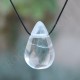 Cristal de Roche pendentif goute + cordon nature