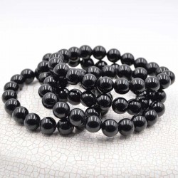 Turmalina negra pulsera perlas redondas 8mm