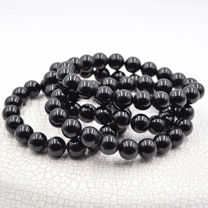 Original Natural 8 mm de ónice negro collar de perlas de 16 " 8 Mm Negro Perlas De Ónix