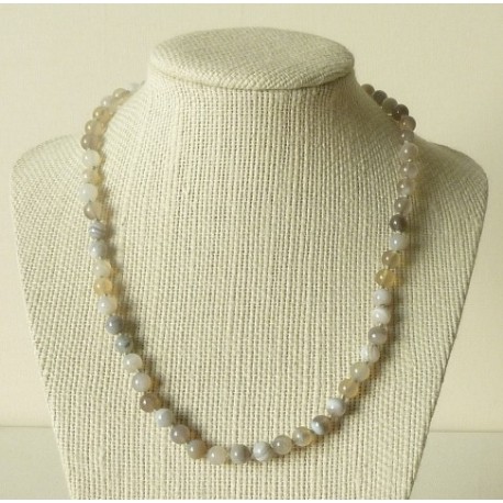 Collier Agate Perles rondes 6mm