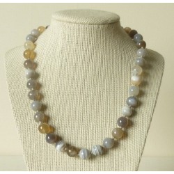 Collier Agate Perles rondes 10mm