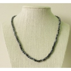 Collar Obsidiana nevada perlas redondas 4mm