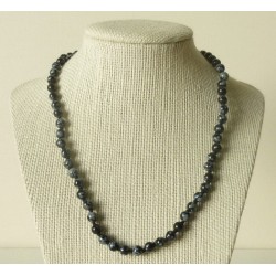 Collar Obsidiana nevada perlas redondas 6mm