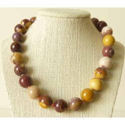 Collar Jaspe mokaíta perlas redondas 16mm