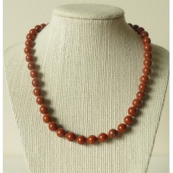 Collier Jaspe rouge Perles rondes 6mm