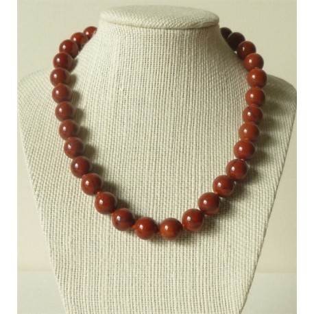 Collier Jaspe rouge Perles rondes 10mm