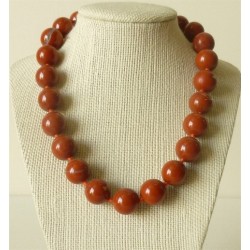 Collar Jaspe rojo perlas redondas 16mm