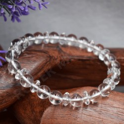 Bracelet Cristal de roche perles rondes et plates