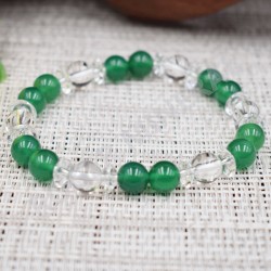 Bracelet Cristal de roche et Quartz teinté verd