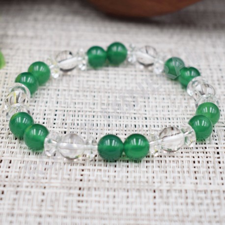 Bracelet Cristal de roche et Quartz teinté verd
