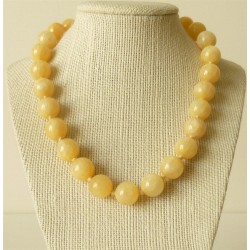 Collar Calcita amarilla perlas redondas 14mm