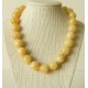 Collier Calcite Jaune Perles Rondes 14mm