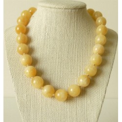 Collar Calcita amarilla perlas redondas 16mm