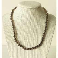 Collar Cuarzo ahumado perlas redondas 6mm
