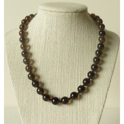 Collar Cuarzo ahumado perlas redondas 10mm