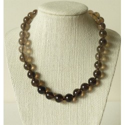 Collar Cuarzo ahumado perlas redondas 12mm