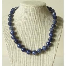 Collar Sodalita perlas redondas 12mm