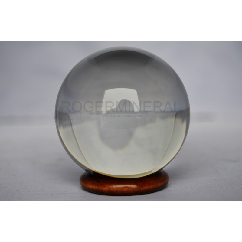 Boule de Cristal Feng Shui avec Socle en Bois (80 mm) - Spiru