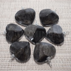 Obsidienne argentée pendentif coeur B