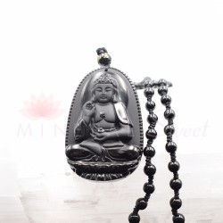 Obsidiana negra collar Buda