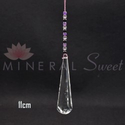 Pointe Feng Shui bout rond 11cm + perles de Shungite Cristal et Améthyste