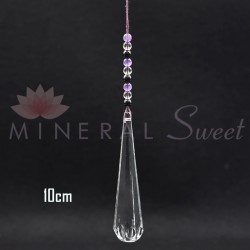 Pointe Feng Shui bout rond 10cm + perles de Shungite Cristal et Améthyste