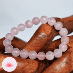 Pulsera de Cuarzo rosa, perlas redondas 10mm