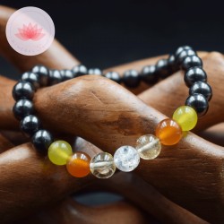 Bracelet Shungite  Jade citron, Cornaline, Citrine et Cristal de Roche