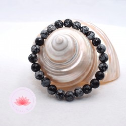 Pulsera Obsidiana nevada perlas redondas 8mm