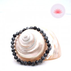 Pulsera Obsidiana nevada perlas redondas 6mm