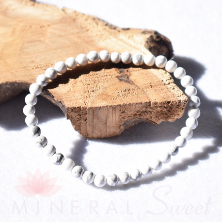 Bracelet Howlite Perles rondes 4mm