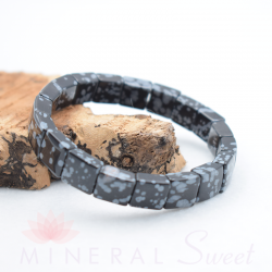 Bracelet Obsidienne mouchetée square 10mm