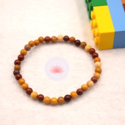 Pulsera infantil jaspe mokaíta perlas redondas 4mm