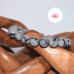 Bracelet Obsidienne mouchetée Homme Perles rondes 8mm