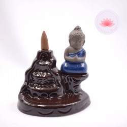 Portaincienso fuente Buda cerámica azul