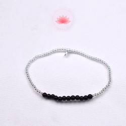 Bracelet petites perles Tourmaline noire et argent