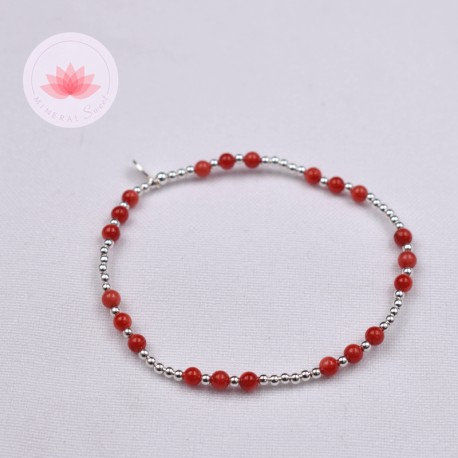 Pulsera perlas pequeñas Coral y plata