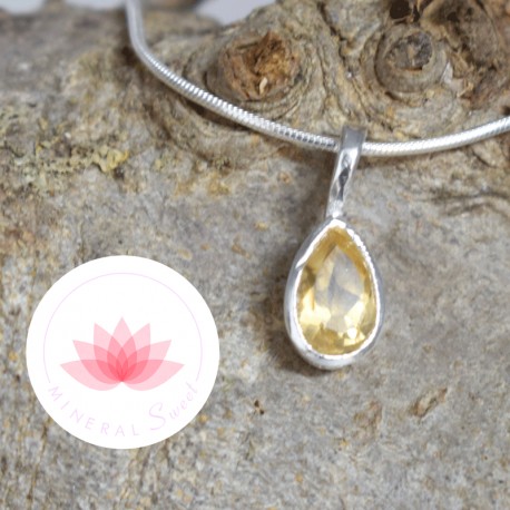 Ensemble Pendentif Citrine mini 1 + chaîne argent 42cm